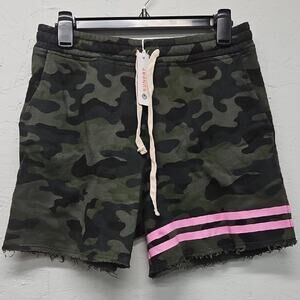 NWT Sundry Women's Raw Hem Camouflage Shorts with Pink Stripes. Size  1 (Small)
